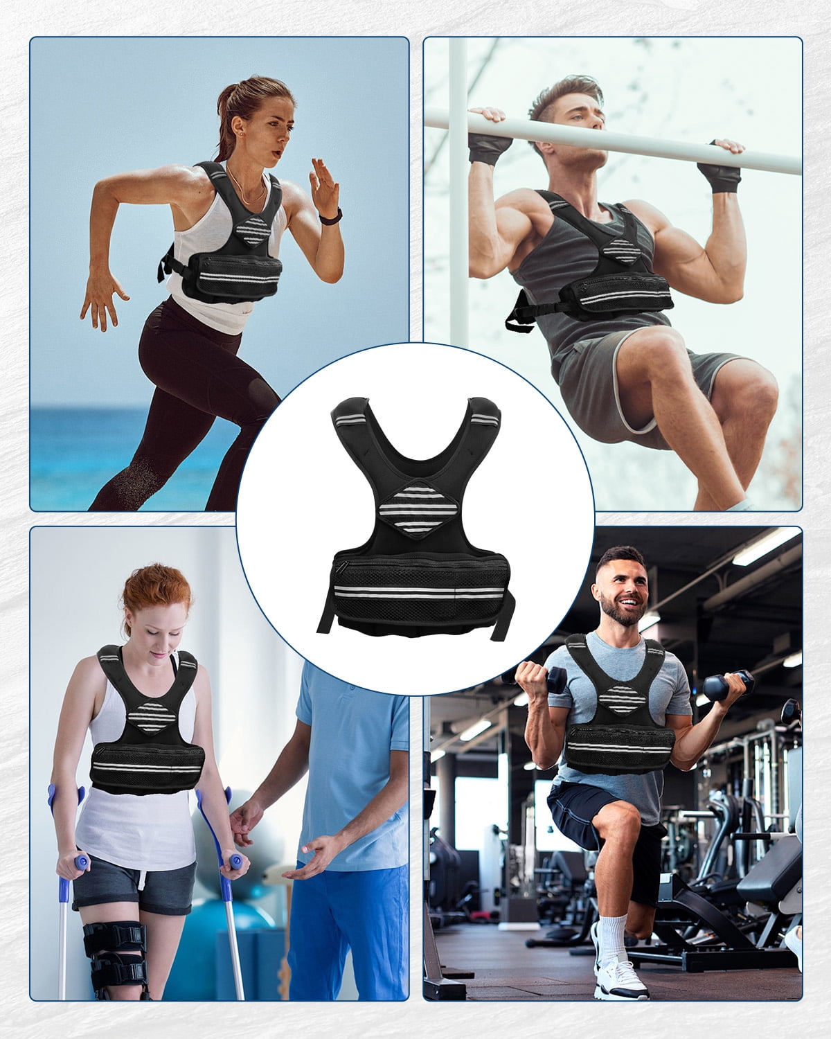 Gaderth 6-30 LBS Weight Vest with Reflective Stripe,Neoprene Workout Vest for Workout, Strength Training, Running, Fitness, Muscle Building, Weight Loss, Weightlifting