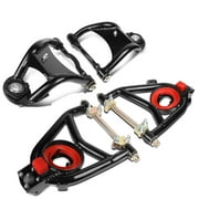 For 1955 to 1957 Chevy 150 210 Bel Air 4Pcs Adjustable Black Powdercoated Tubular Front Lower/Upper Suspension Control Arms 56
