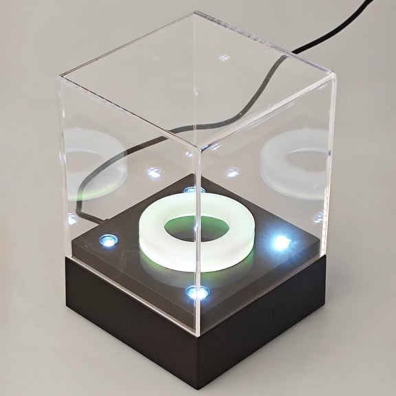lacooooppia Baseball Display Case with LED Baseball Case Display with Base Light up Collections Memorabilia Multiuse Acrylic Jewelry Cube