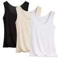 thumbnail image 2 of Trgacdwlo 3 Pack Tank Top Women Slim Fit Stretchy Basic Layering for Everyday Wear Scoop Neck Sleeveless Women Undershirts, 2 of 9