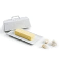 thumbnail image 3 of Kook 7.5” White Butter Dish with Lid Butter Storage Container Ceramic Tray, 3 of 5