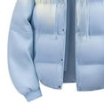 thumbnail image 3 of Mrmaere Men's Hooded Jacket Mixed-Material Button-Front Quilted Warm Outerwear for Daily & Casual Light Blue XXL, 3 of 5