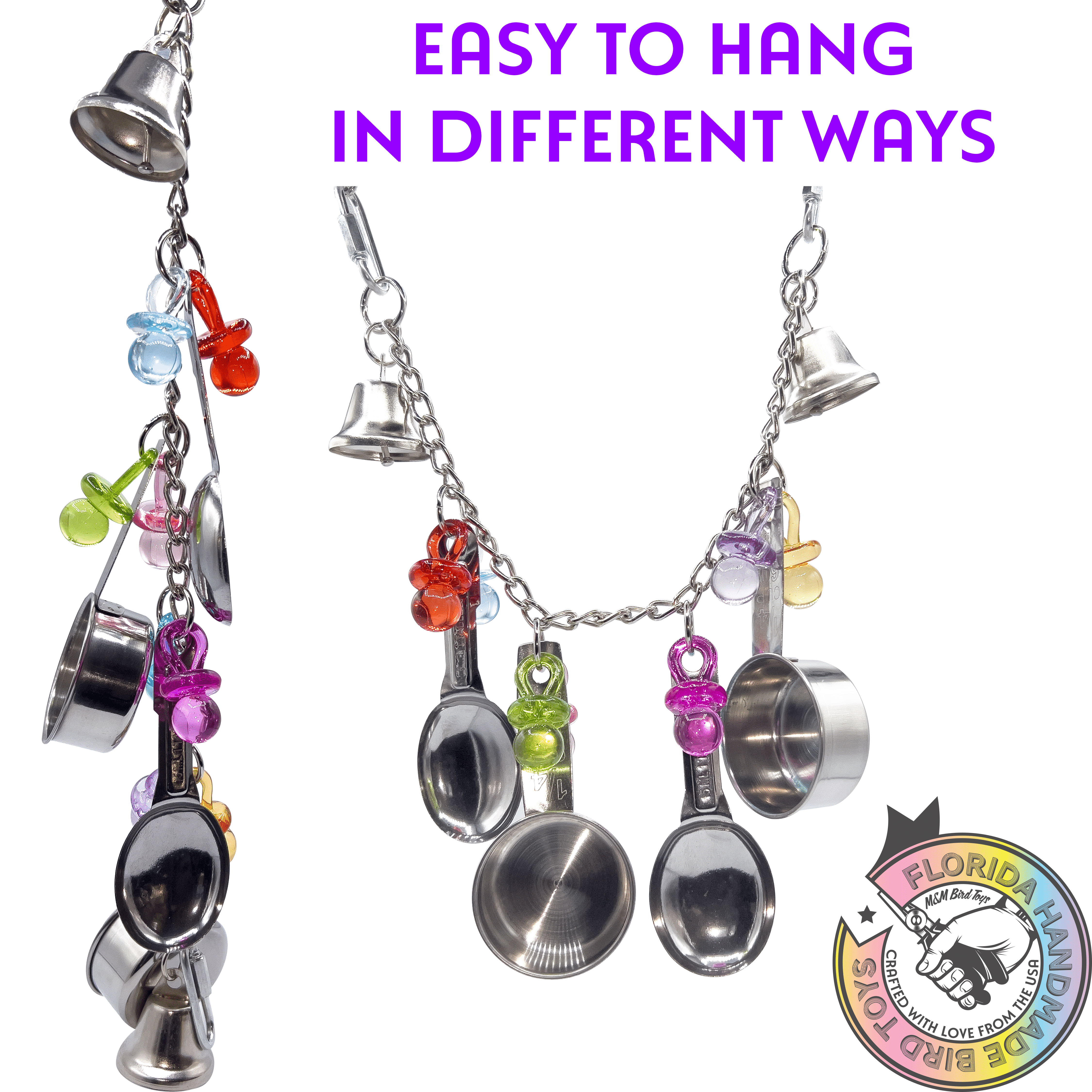 1014 Super Rattle Ringer M&M Bird Toys Noisy Stainless Steel Metal Bells