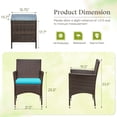 thumbnail image 6 of Lacoo 3 Pieces Outdoor Patio Furniture Gray PE Rattan Wicker Table and Chairs Sets Bar Set with Cushioned Tempered Glass , Brown / Blue, 6 of 7