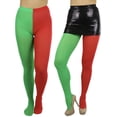thumbnail image 4 of ToBeInStyle Women's Two Toned Jester Tights w/ Reinforced Toe - Red/Kelly Green - One Size Plus, 4 of 5