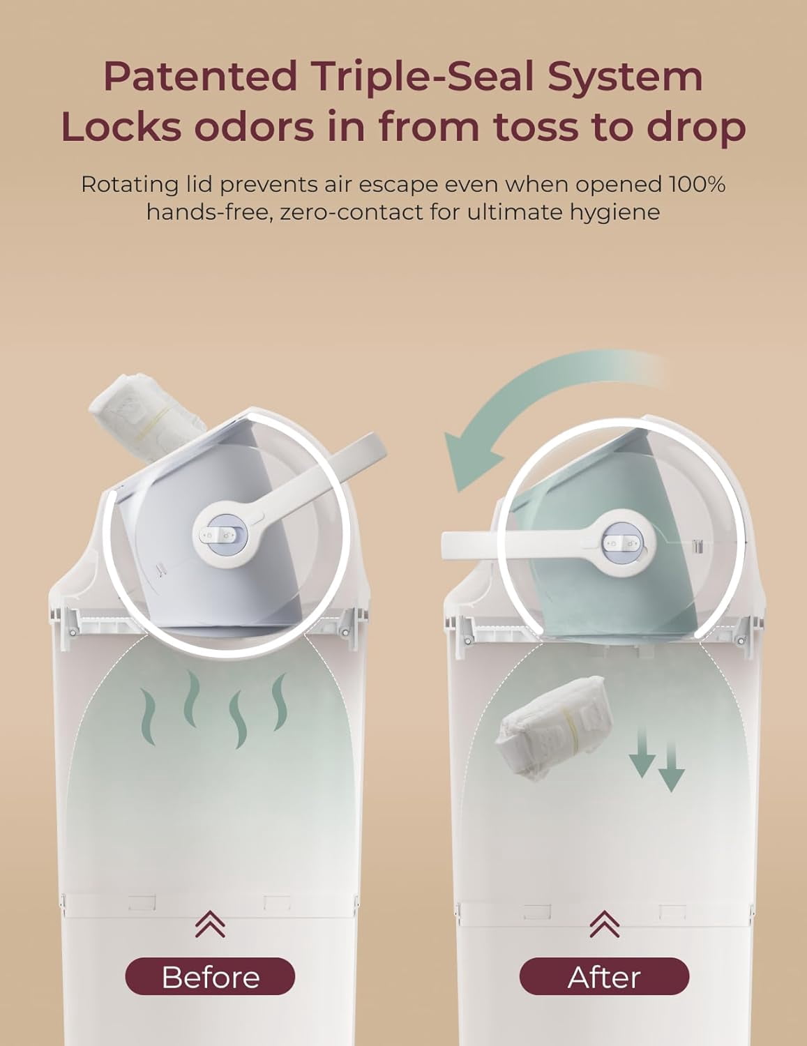 Momcozy Diaper Pail with Patented Triple-Seal Odor Control, Wide Opening, Ergonomic Height, Large Capacity with Viewing Window, Childproof Lock, Fits Standard Trash Bags