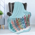 thumbnail image 4 of Amsterdam Soft Flannel Fleece Throw Blanket, Illustration of Snowy Town Panoramic Landscape in Holland, Cozy Plush for Indoor and Outdoor Use, 50" x 70", Pale Blue and Multicolor, by Ambesonne, 4 of 5