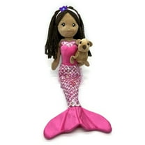 The Petting Zoo Mermaid Doll with Sea Lion Stuffed Animal- Great Gifts for Girls, Mermaid Plush Doll with Sea Lion Plush Toy, 17 inch (Dark Skin)