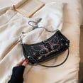 thumbnail image 4 of Bolso de mano para mujer, Bolso para axilas de PU con mariposa, Bolso de compras para chica picante (negro), 4 of 7