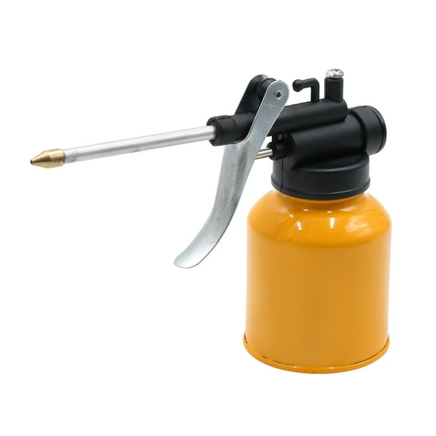 Botella de pistola rociadora de aceite de alta presión con boquilla de metal amarillo, diámetro de 6.5 cm