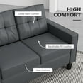 thumbnail image 4 of HOMCOM PU Leather Loveseat, with Armrests and Tufted Backrest, Grey, 4 of 10