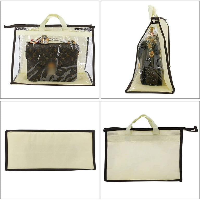 Happon Dust Cover Organizer Bags, Clear Handbag Storage Bag Purse Storage  Organizer with Zipper and Handles for Closet Handbags Purses ( Size: XL,  Beige) 