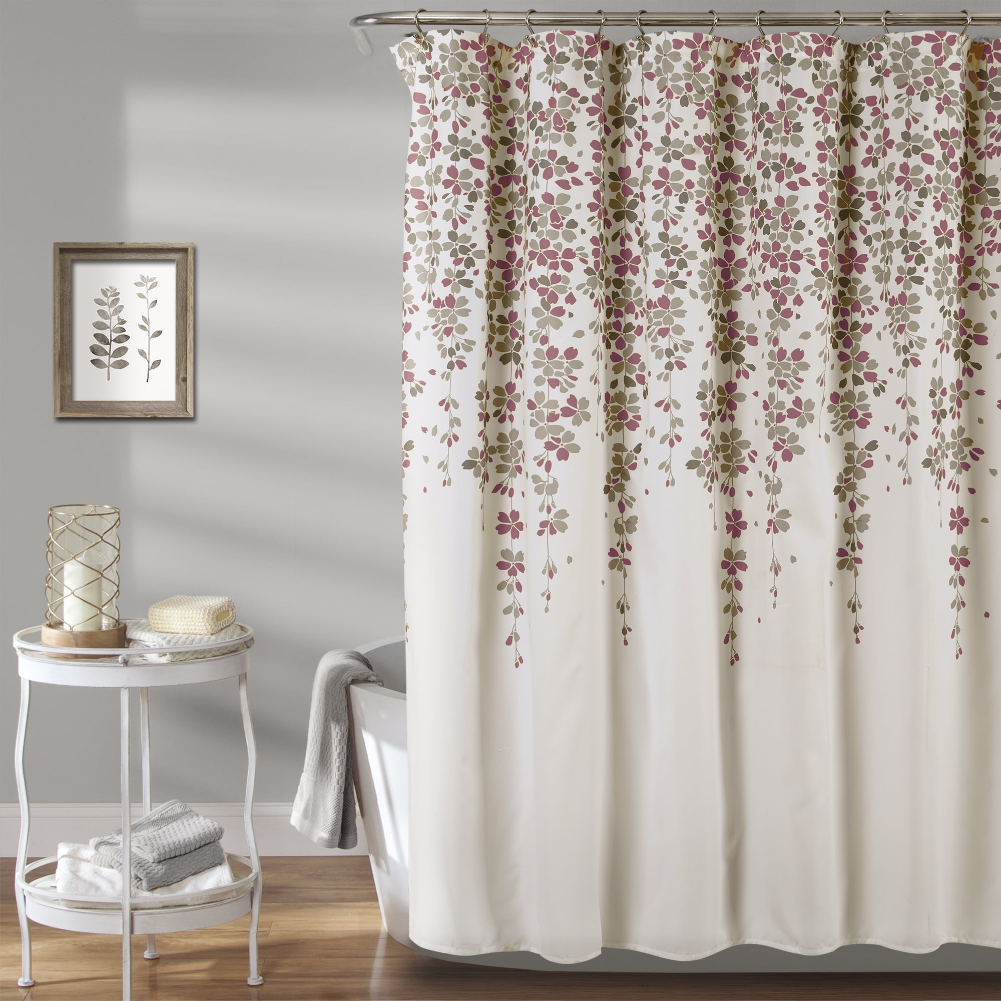 Lush Decor Weeping Flower Shower Curtain, 72x72, Purple