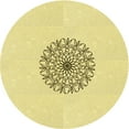 thumbnail image 1 of Ahgly Company Machine Washable Indoor Round Transitional Corn Yellow Area Rugs, 6' Round, 1 of 7