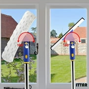 ITTAR 60 Window Squeegee with Long Handle, Glass Cleaning Tool Rubber Squeegee Cleaner Tool