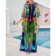 thumbnail image 6 of HAPPY BAY Women's Summer Loungewear African Beach Maxi Kaftan Casual Slit Dress Caftan Swimsuit Coverup for Women 2X-3X Peacock, Feather, 6 of 6