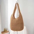 thumbnail image 3 of Jumpingount Cesta de paja trenzada para mujer, bolsa reutilizable de Color sólido con cremallera, bolsillo para exteriores, compras de Bolsas de mensajero y de hombro, 3 of 6