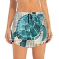 thumbnail image 4 of Lsque Watercolor Sea Turtle Printed Women's Running Shorts with Liner Pockets,Elastic Quick Dry Workout Athletic Gym Yoga Shorts,Womens High Waist Shorts-XX-Large, 4 of 9