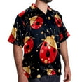 thumbnail image 2 of Seven Starred Ladybird Men's Short Sleeve Button Down Beach Shirts, Casual Printed Summer Unisex Tops, 2 of 6