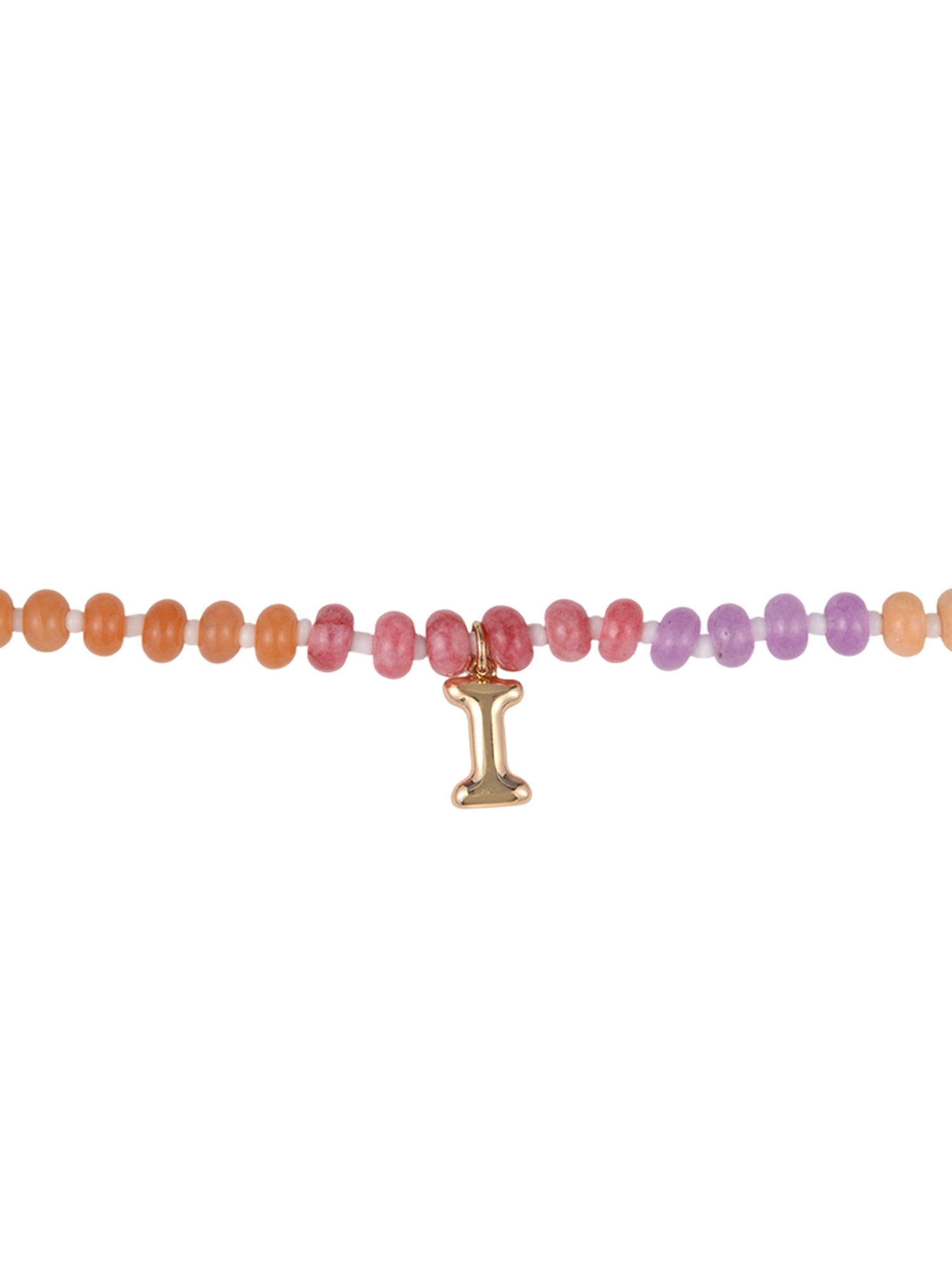 Time and Tru Goldtone Multicolored Bead Initial "I" Necklace