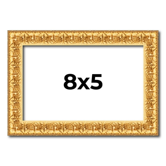 8x5 Frame Gold Real Wood Picture Frame Width 1 inches | Interior Frame Depth 0.5 inches | Edwina