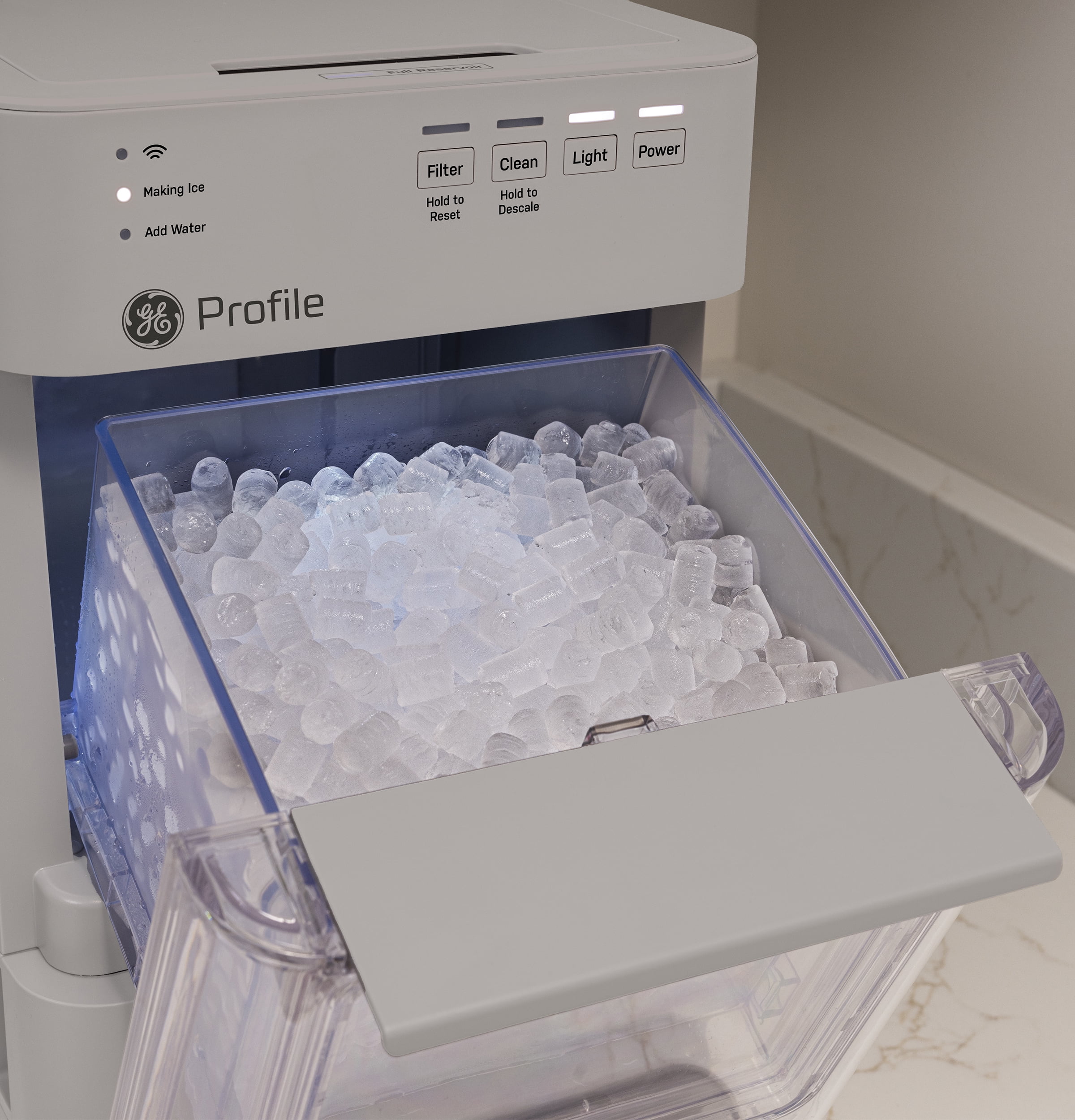 GE Profile Opal Mini Countertop Nugget Ice Maker WiFi Connected Auto Clean Stone Grey