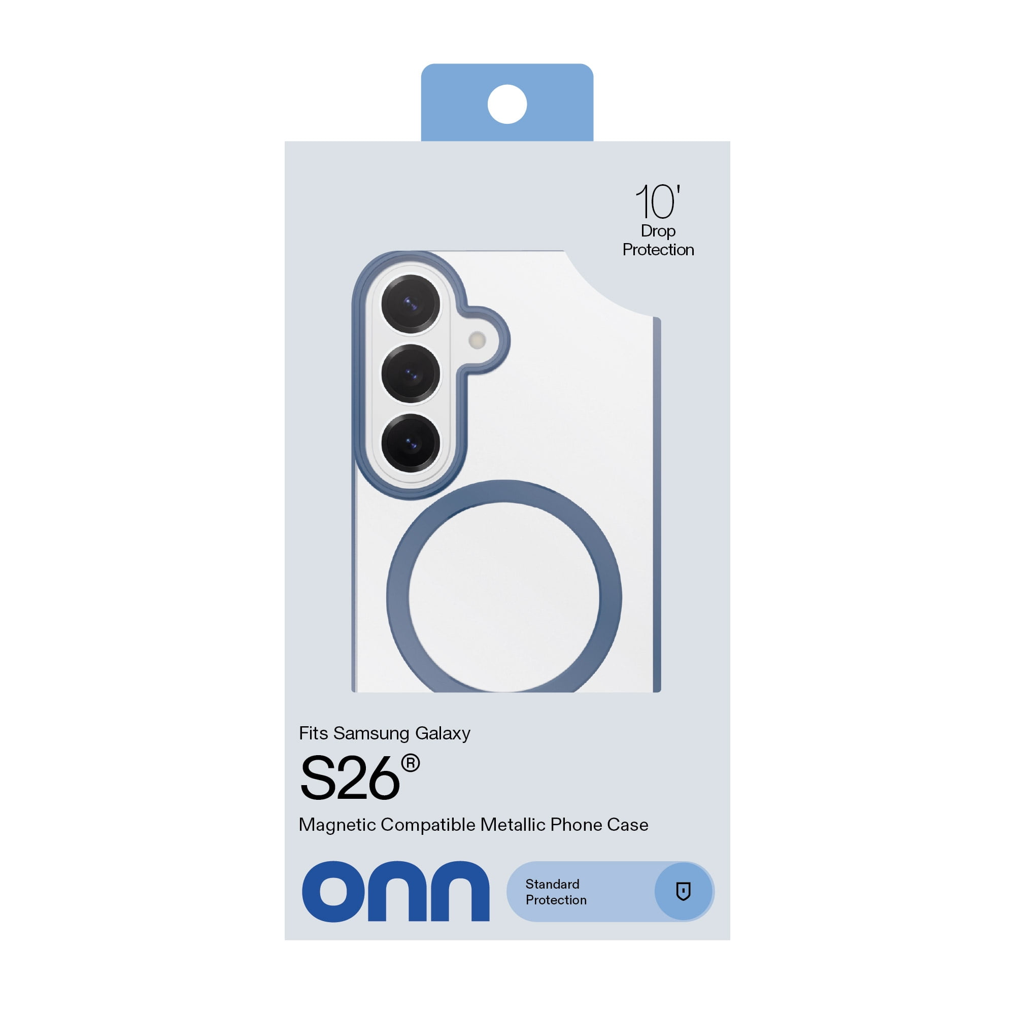 onn Magnetic Compatible Phone Case for Samsung Galaxy S26 - Metallic Blue/Clear