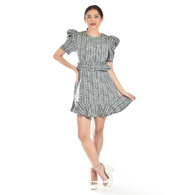 Vestido corto de tweed Roman Fashion /Tallas Extras, 4432 (Negro) negro G
