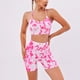 thumbnail image 3 of Nuevo Sujetador deportivo Crop Tops trajes con pantalones cortos Push Up estampado 3D mujeres Yoga cintura alta gimnasio Fitness ropa sin mangas conjuntos de entrenamiento, 3 of 5