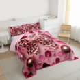 thumbnail image 3 of Castle Fairy Pink Ribbon Bow Twin Comforter Sets,Vintage Cheetah Print Bedding Set, 3 of 8