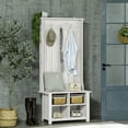 thumbnail image 2 of HOMCOM Hall Tree W/ Shoe Storage Bench Entryway Coat Rack Bench, White, 2 of 8