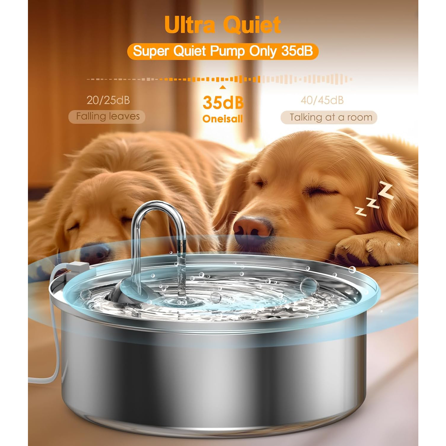 Oneisall Large Dog Water Fountain, Stainless Steel photo 6