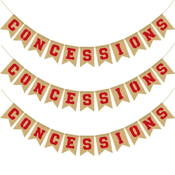 Sports Theme Concession Banner Garland with Linen Dovetail Flags, Party Bunting Decorations for Events, Celebrations, and Outdoor Gatherings