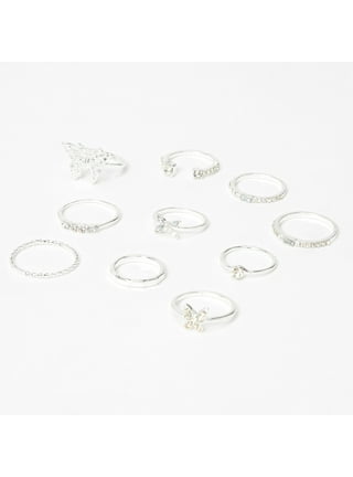 Claire's Women's Silver Love Rings, Assorted Set, Size 9, 6 Pack, 06861