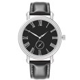 thumbnail image 1 of Reloj de cuarzo masculino de moda Reloj de pulsera informal con cinturón de cuero artificial para hombres (negro), 1 of 8
