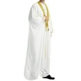thumbnail image 5 of hopeusnice Men's Muslim Jubba Thobe Long Sleeve White Embroired Robe Islam Kaftan Dubai Arabic Saudi Arabian Dishdasha White M, 5 of 9
