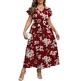 thumbnail image 2 of a.Jesdani Women's Plus Size Maxi Dress Boho Floral Butterfly Sleeve V Neck Flowy Maxi Dress Party Wedding Guest Dress L-4X, 2 of 9