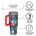 thumbnail image 4 of Dark Blue Christmas Santa Pattern Tumbler with Handle and Lid,40oz Double Wall Vacuum Insulated Tumbler,Cups Gift for Women and Men, 4 of 7