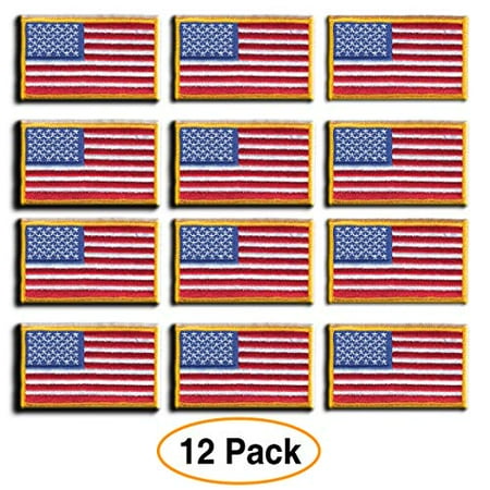 Texas State Flag Patch 12 Pack - American Flag Embroidered Patch, Gold Border USA United States of America, US Flag Patch, sew on, Military/Army / Police Flag ()
