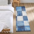 thumbnail image 3 of Yayeee Runner Rug for Bedroom 2'x6' Machine Washable Hallway Non Slip Mat, Blue and Gray Plaid Pattern, 3 of 8