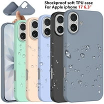 For Apple iphone 17 Case Silicone Cover, Tekcoo Shockproof Rugged Soft Gel Rubber Ultra Slim Protective Cover Anti-Scratch Microfiber Lining Cute Phone Case for Apple iphone 17 - Gray