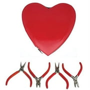 The Beadsmith I Beads Pliers  4.5 Inches, 4-Piece Set: Round Nose, Chain Nose, Bent Chain Nose and Tungsten Carbide Side Cutter  Heart-Shaped Carrying Case Included  Tools for Jewelry Making