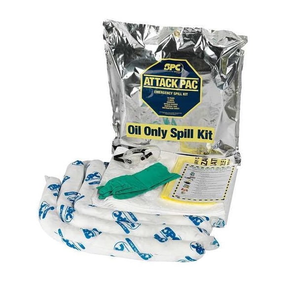 Brady Spill Kit, 7 gal Volume Absorbed per Kit, Bag, Silver SKO-ATK-GRNG