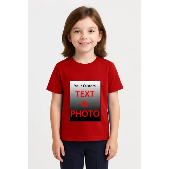 Custom Youth T-Shirt for Kids Boys Girls – Made to Order Photo and Text Shirt – Design Your Own Tee with Custom Front and Back Printing – Unique Gift Idea for Birthday, School, Party Outfit