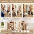 thumbnail image 4 of Kromapolis 47" Fluted Vanity Desk with Adjustable LED Lights & Charging Station, 7 Drawers Makeup Table with Tempered Glass Top, 8 Open Shelves, Hair Dryer Holder for Bedroom, Natural Oak, 4 of 8