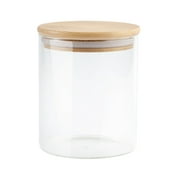 Sealed Glass Jar with Bamboo Wooden Lid Grain Canister Food Storage Container for Loose Tea Coffee Bean (750ml)