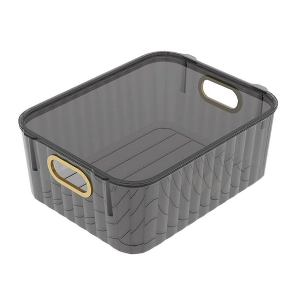 Btomtd Transparent Storage Box with Lid, Large Capacity Cosmetic Organizer Storage Bins for Desktop, Soot Proof Storage Containers with Clear View, Size 5L, Gray