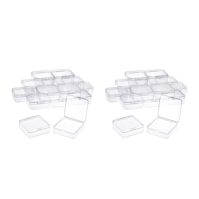 Caja de almacenamiento de cuentas de plástico transparente con tapa con bisagras para artículos pequeños, diamantes y cuentas (5,6 x 5,6 x 2,5 cm)