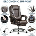 thumbnail image 4 of JONPONY Big and Tall Office Chair 500LBS Executive Office Chair Massage and Footrest Ergonomic Computer Desk Chair Reclining High Back Leather Office Chair Lumbar Back Support Swivel Rolling,Brown, 4 of 13