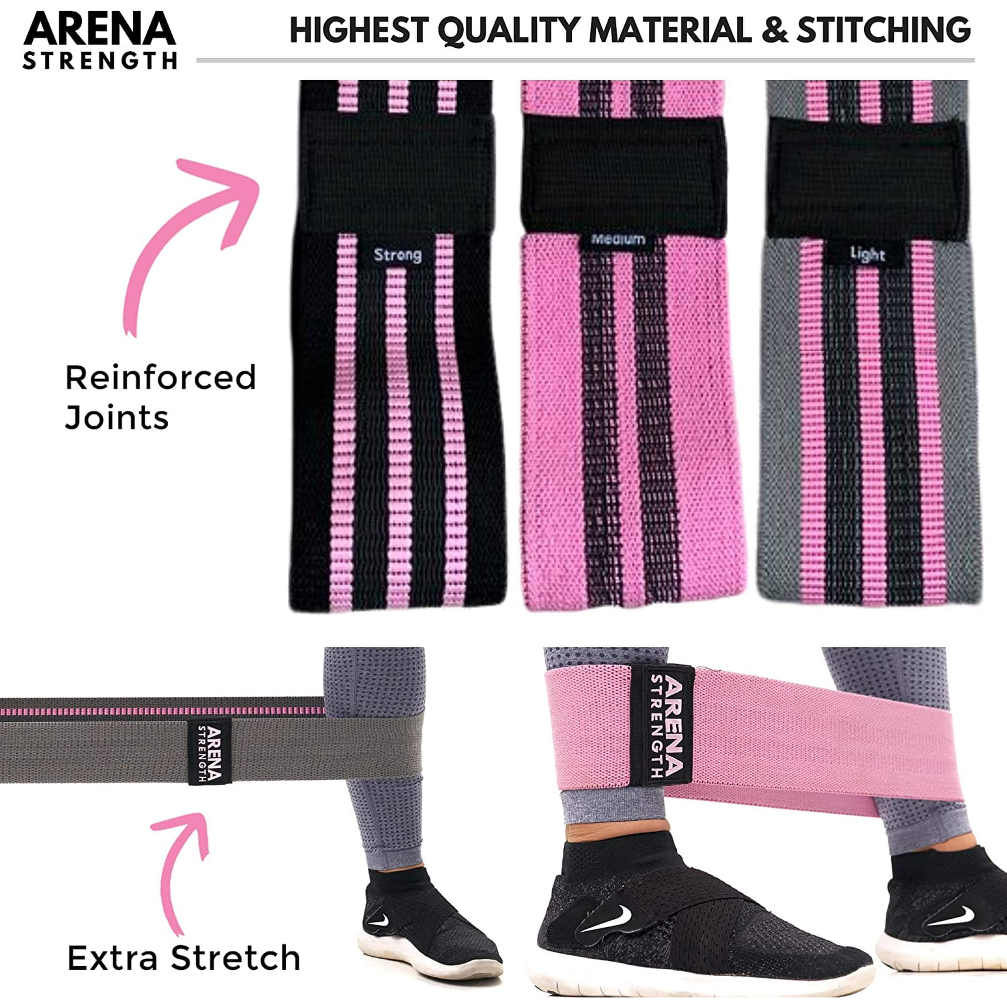 Arena Strength Fitness Resistance Loop Glute Bands. 3 Pack Set. Workout Guide Included. Durable Fabric. Three Walmart